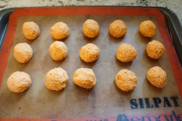 raw sweet potato falafel on sheet pan