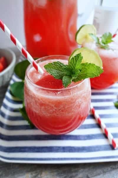 Raise a glass to a fun filled summer with these watermelon mojito coolers! The perfect frozen cocktail to help you cool off!