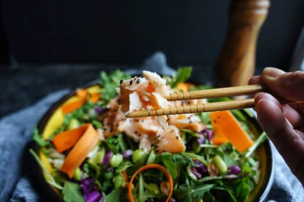 This Arugula Salad with Sesame Salmon is a light salad, full of diverse flavors and textures in every bite.