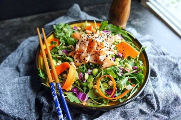 Arugula Salad with Sesame Salmon