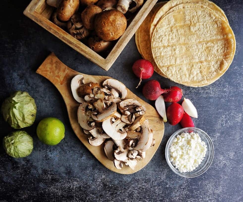 Ingredients for portobello mushroom tacos 