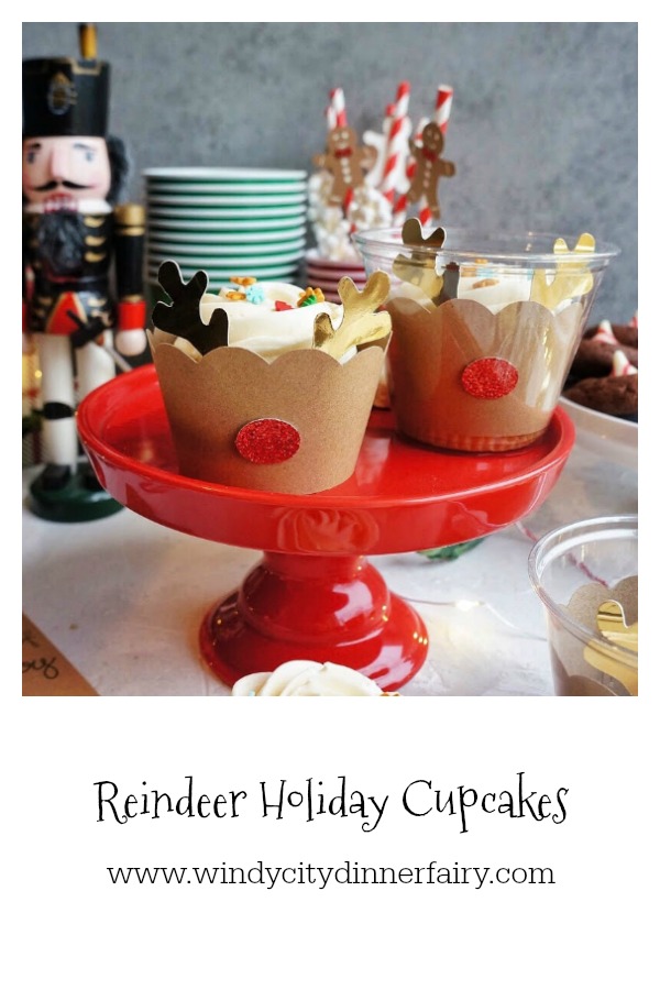 Reindeer holiday cupcakes pin