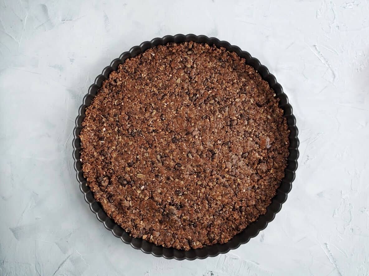 gluten free and vegan double chocolate tart crust baked