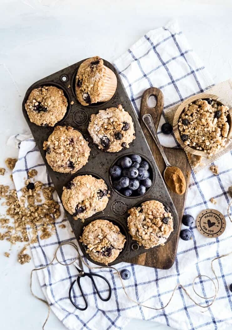 Fluffy Vegan Blueberry Crumble Muffins - The Windy City Dinner Fairy