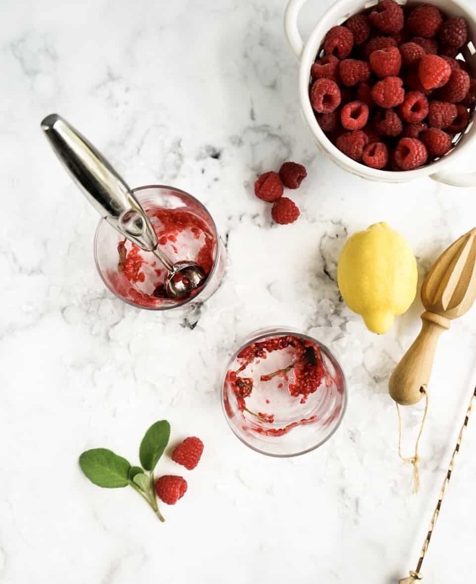 Raspberry Lemon + Herb Smash Cocktail