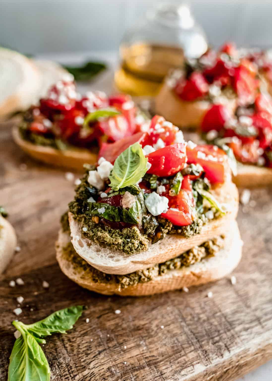 Classic Tomato Bruschetta With Homemade Pesto