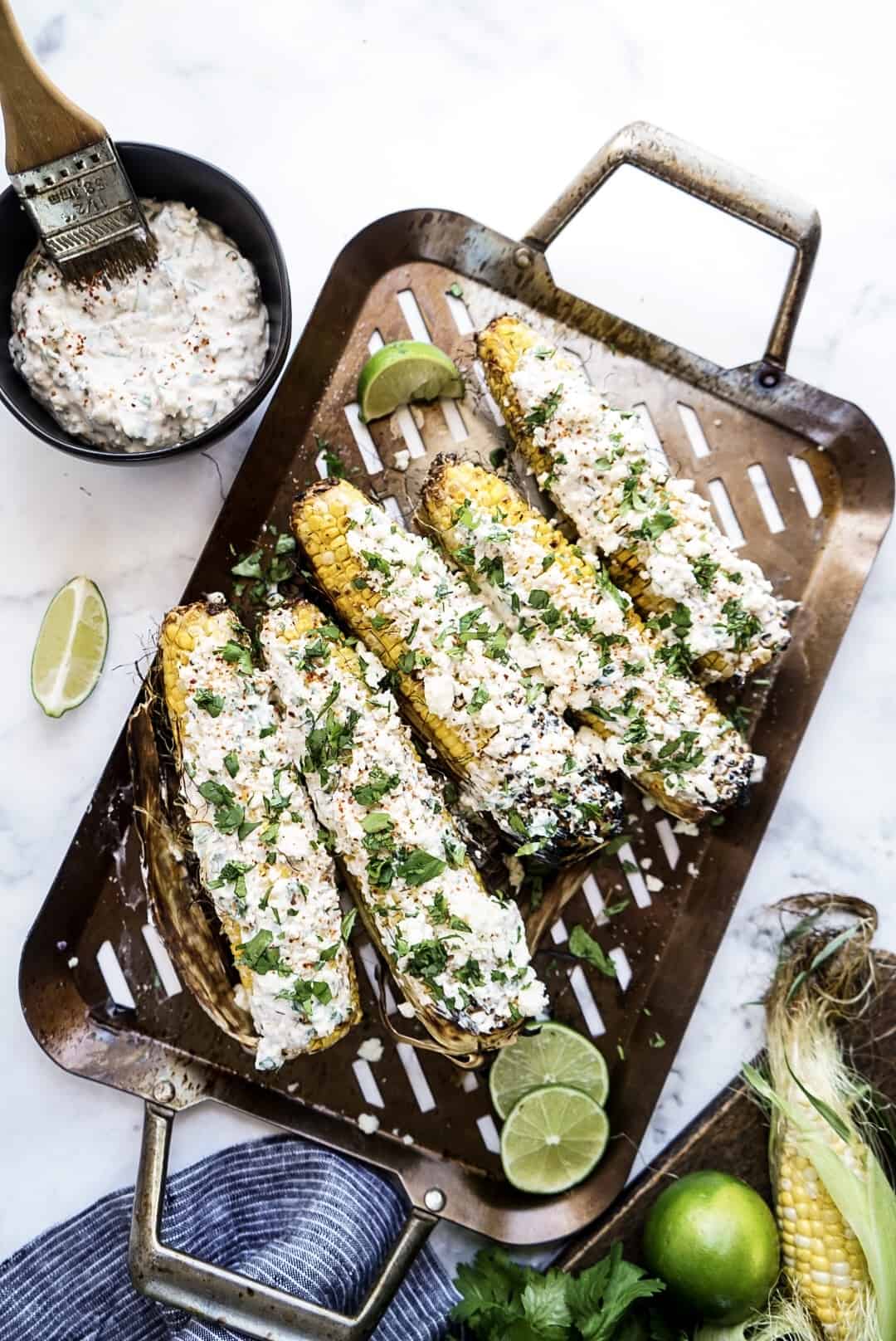 finished healthy grilled mexican street corn