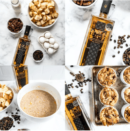 holiday bread pudding ingredient process shots