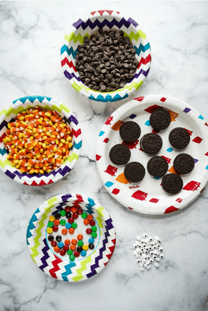 double-stuffed turkey cookie ingredients on solo plates