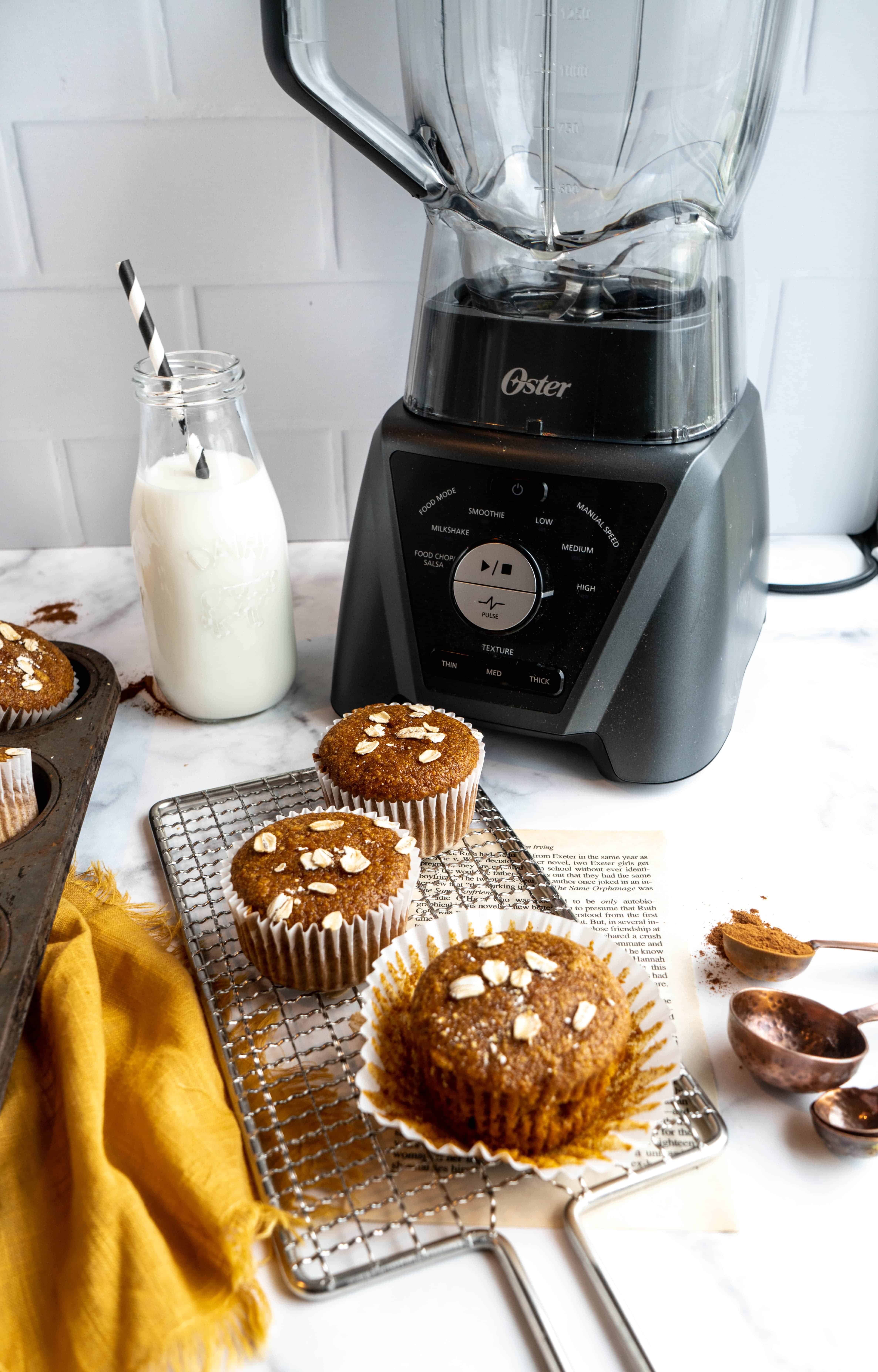 healthy carrot blender muffins baked on cooling rack