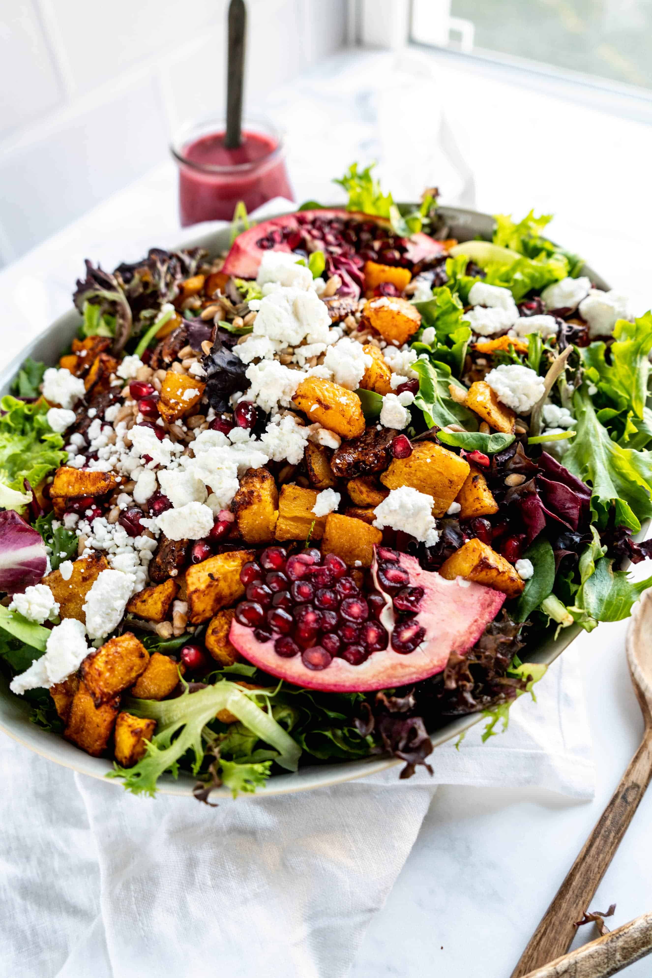 Winter Squash and Farro Salad shot from the side