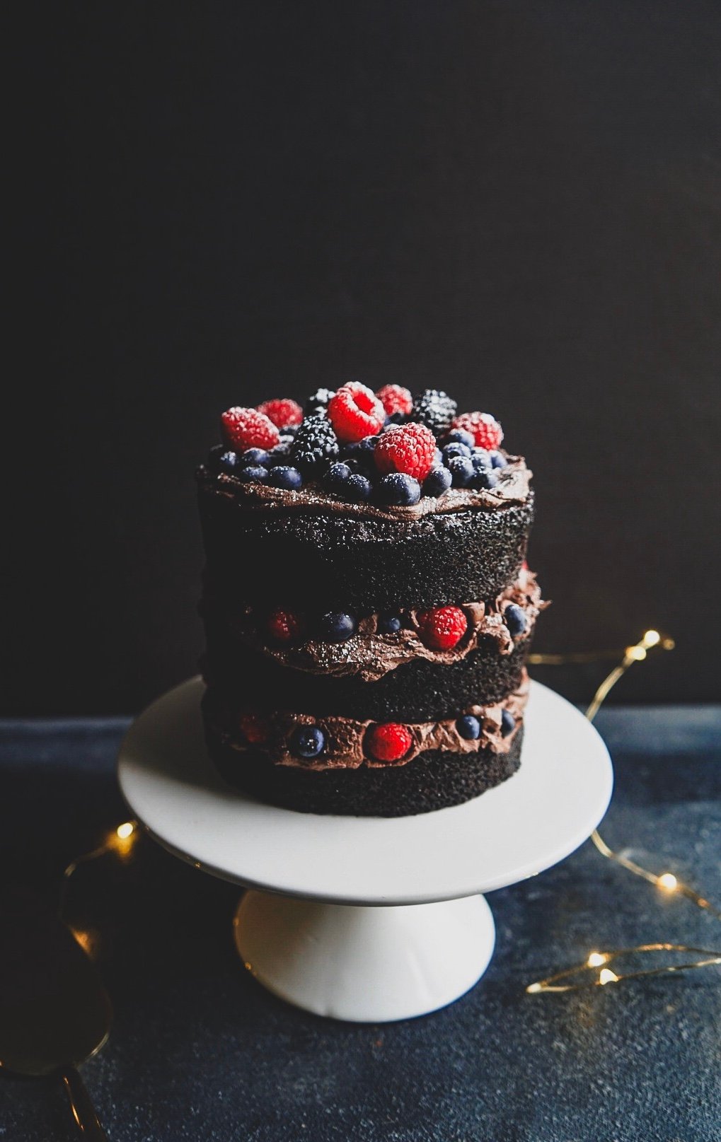 Dark Chocolate Naked Cake with Fresh Berries - The Windy City Dinner Fairy