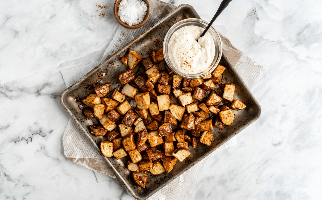 air fried red potatoes with truffle aioli