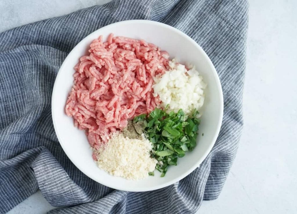 asian turkey meatball ingredients in a bowl