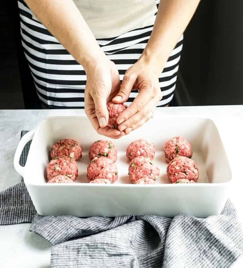 forming asian turkey meatballs