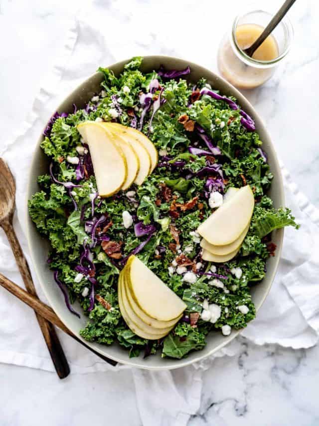 Kale and Pear Salad with Bacon Vinaigrette