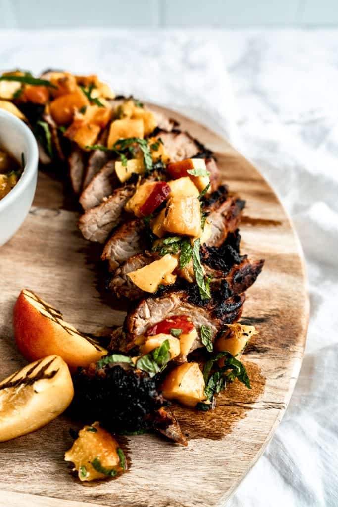 grilled pork tenderloin with macerated peaches