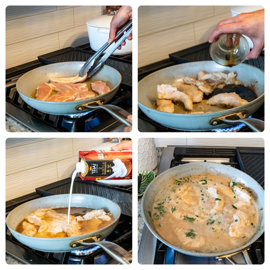 step by step process of making coconut lime chicken