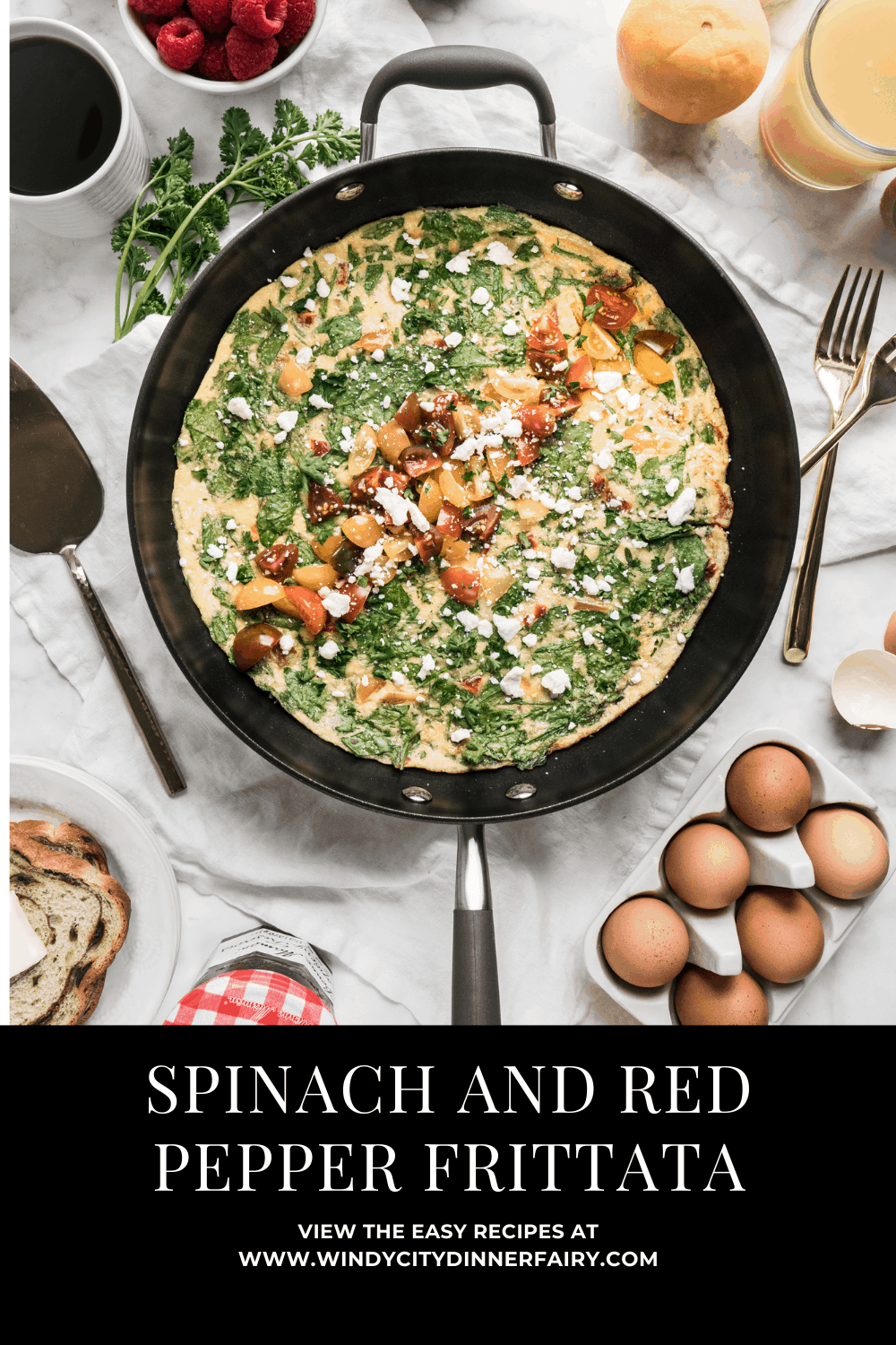Easy Tomato Spinach Frittata Recipe with Feta - The Windy City Dinner Fairy