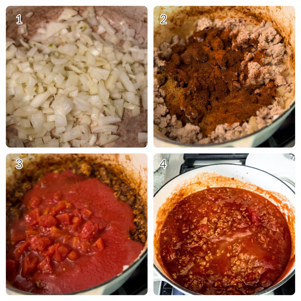 step by step process of making turkey chili