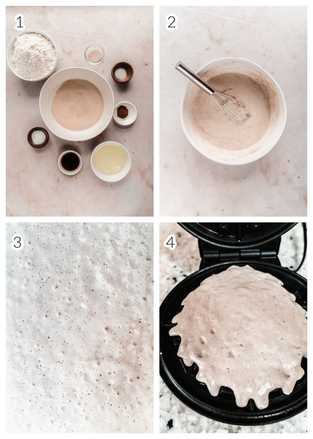 step by step process of making yeast waffles