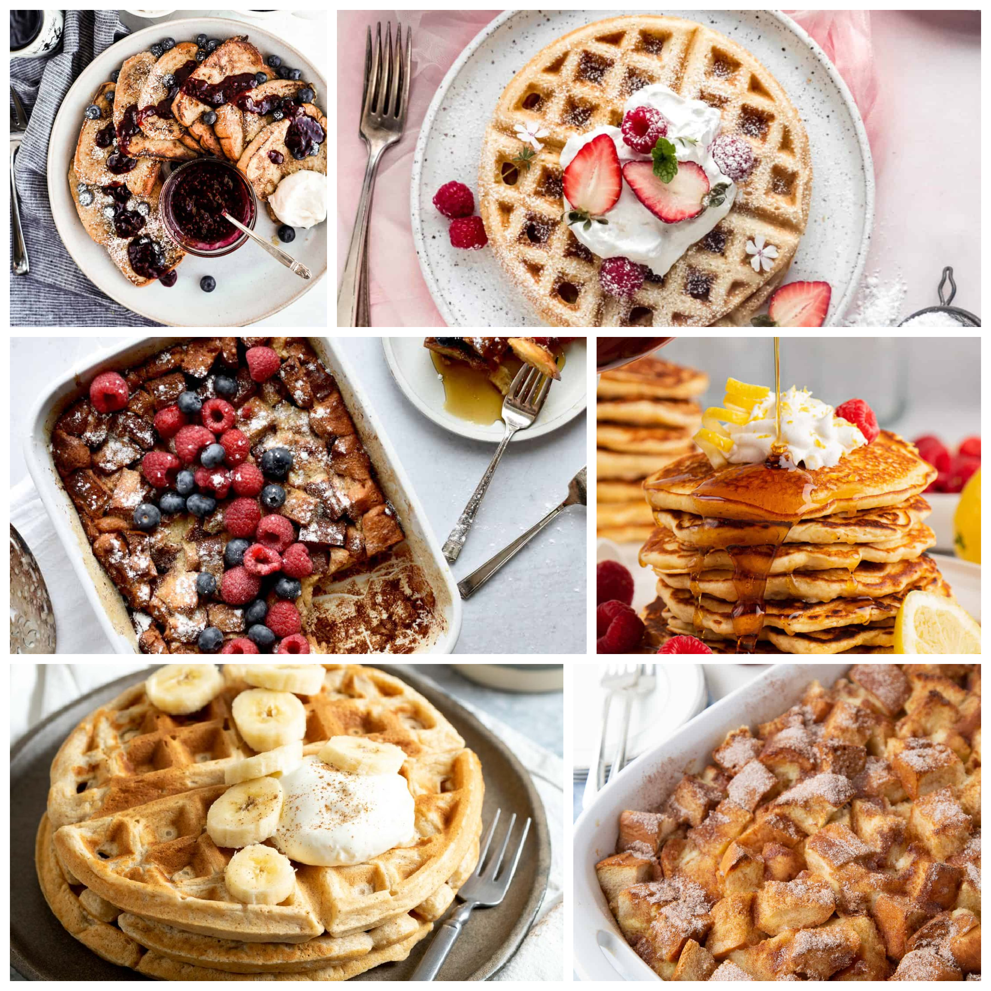 Easter brunch waffle and french toast options collage