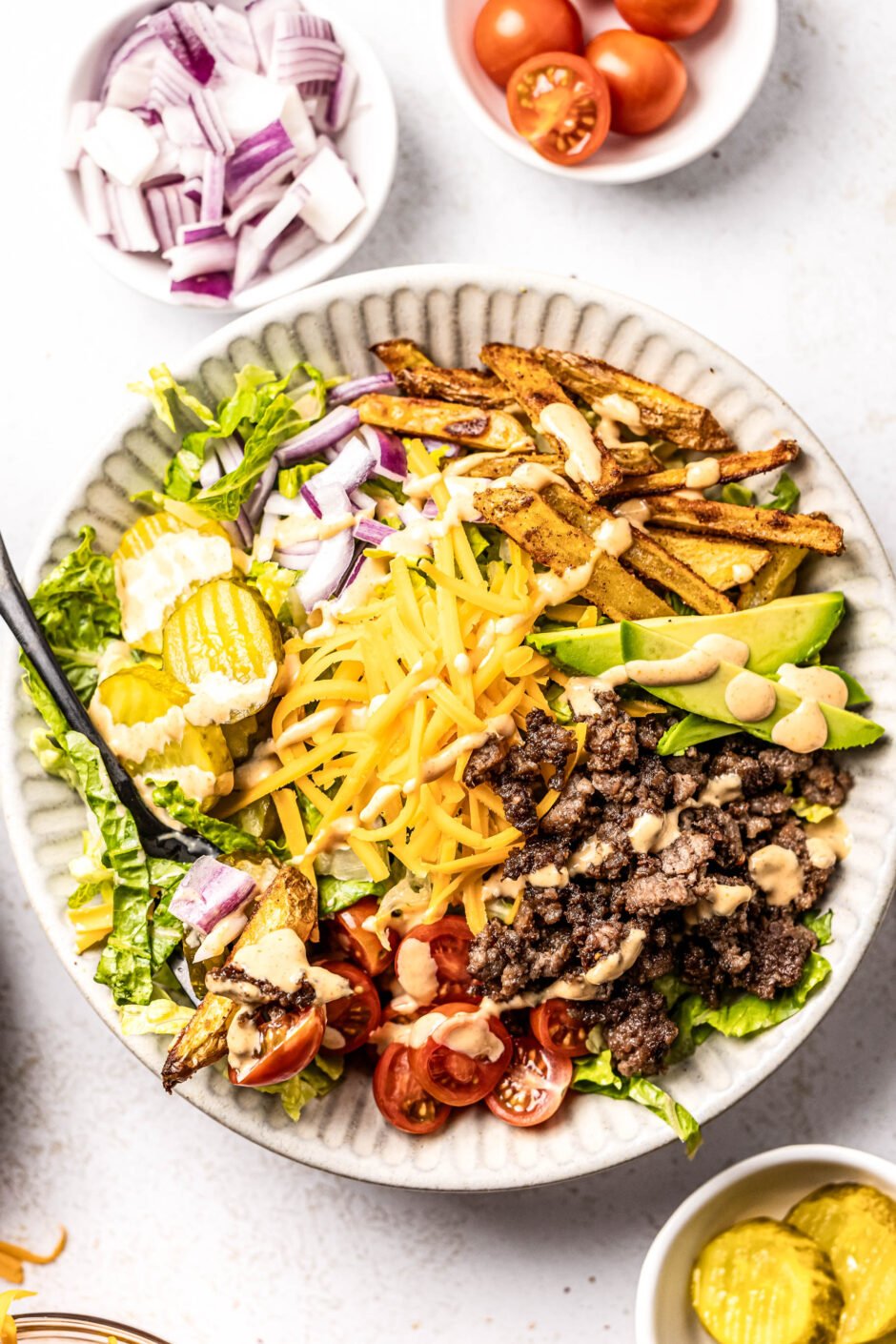 Easy Loaded Smash Burger Bowl with Special Sauce